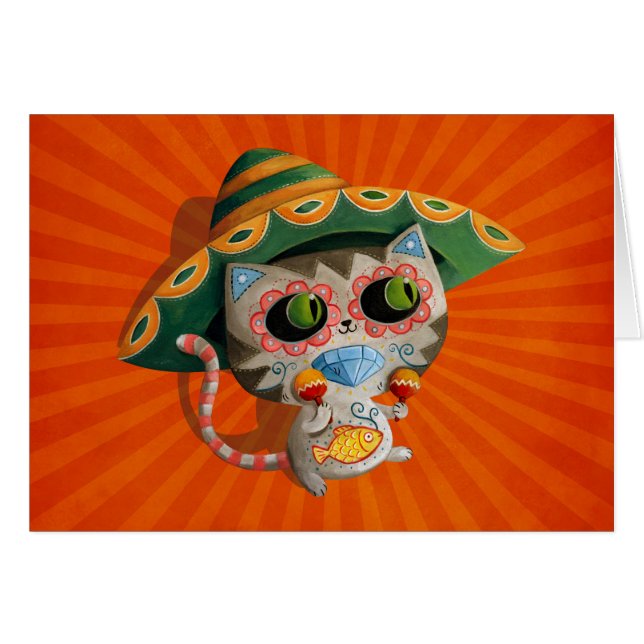 Mexikanische Katze mit Sombrero (Vorderseite (Horizontal))