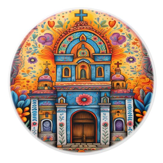 mexikanische Kunst Keramikknauf (Vorderseite)