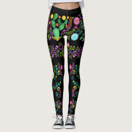 Mexikanische lackierte Aquarellfarben Blume Pop Le Leggings