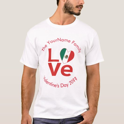Mexikanische LIEBE Herzenflagge Valentine Personal T-Shirt (Vorderseite)