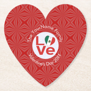 Mexikanische LOVE-Herz-Flagge Valentinstag Persona Untersetzer