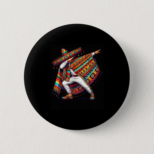Mexikanische Männer Dabbing Poncho Cinco De Mayo D Button (Vorderseite)