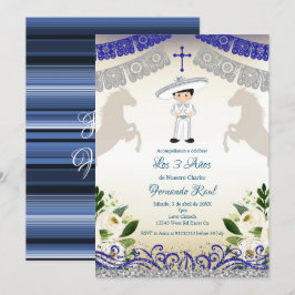 Mexikanische Marine Blue Invitaciones Tres Anos Einladung
