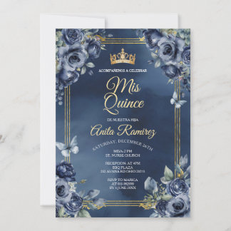Mexikanische Marine Blue Rose 16. Geburtstag Quinc Einladung