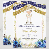 Mexikanische Marine Blue und Gold Charro Los 3 añ