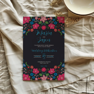 Mexikanische Marine florale farbenfrohe Boda Hochz Einladung