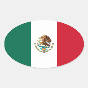 mexikanische/mexikanische Flagge Ovaler Aufkleber
