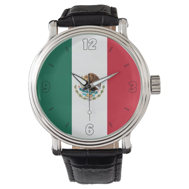 Mexikanische Nationalflagge Elegant Patriotic Armbanduhr (Vorderseite)