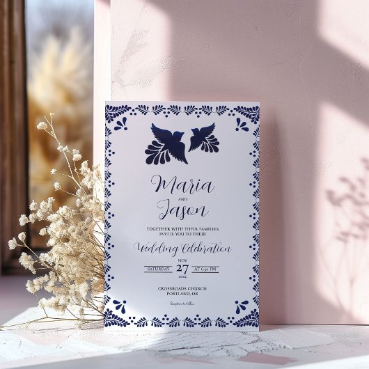 Mexikanische Navy-Blau-Botanische Minimalistische Einladung