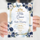 Mexikanische Navy Blue Rose Sweet 16. Girl Mis Qui Einladung