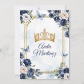 Mexikanische Navy Blue Rose Sweet 16. Girl Mis Qui Einladung (Rückseite)