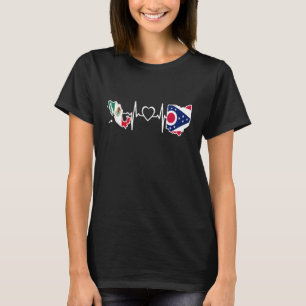 Mexikanische Ohio-Flagge Mexiko Herzschlag 1 T-Shirt