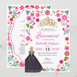 mexikanische Otomi Stickerei Quinceañera Einladung