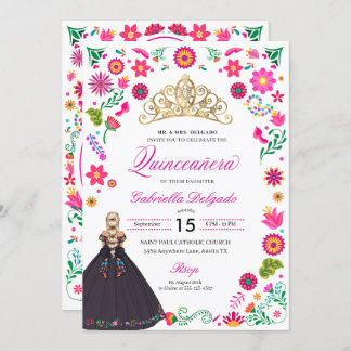 mexikanische Otomi Stickerei Quinceañera Einladung