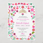 mexikanische Otomi Stickerei Quinceañera Einladung (Vorne/Hinten)