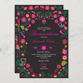 mexikanische Otomi Stickerei Quinceañera Einladung (Vorne/Hinten)