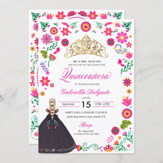 mexikanische Otomi Stickerei Quinceañera Einladung