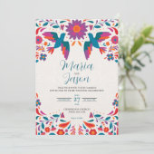 Mexikanische Otomi Tenangos farbenfrohe Volksmusik Einladung (Stehend Vorderseite)