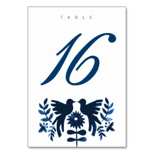 Mexikanische Otomi Tischkarte - Navy Tischnummer