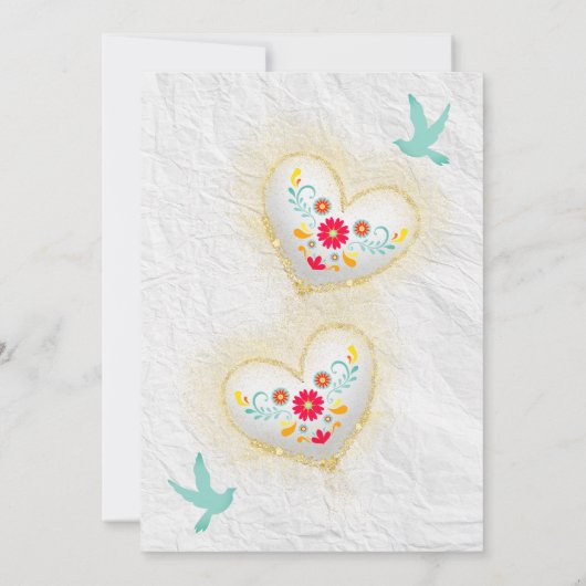 Mexikanische Pastel Hearts Blume Doves Einladung (Rückseite)