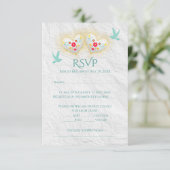 Mexikanische Pastel Hearts Blume Doves Einladung (Stehend Vorderseite)