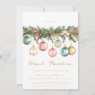 Mexikanische Posada Navideña Bunte Ornamente Einladung