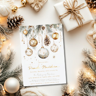 Mexikanische Posada Navideña Elegant Gold Weiß Einladung
