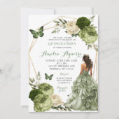 Mexikanische Prinzessin Butterfly Salbeigrün Quinc Einladung (Vorderseite)