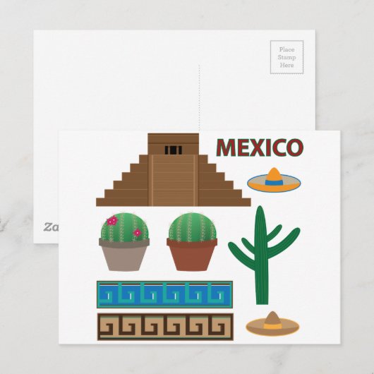 mexikanische Pyramide Postkarte (Vorne/Hinten)