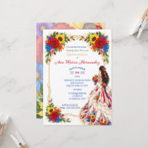 Mexikanische Quinceañera-Einladungen Farbige Blume