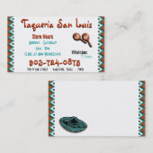 Mexikanische Restaurantgewerbe-Karte Visitenkarte (Vorne/Hinten)