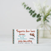 Mexikanische Restaurantgewerbe-Karte Visitenkarte (Stehend Vorderseite)