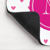 Mexikanische rosa Glitzer-Herzen mit Monogramm Mousepad (Ecke)