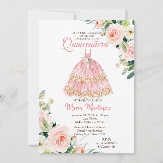 Mexikanische Rose der Flora  Einladung (Vorderseite)