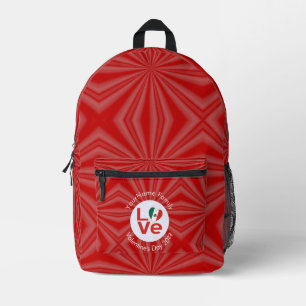 Mexikanische Rote LOVE-Flagge Personalisiert Bedruckter Rucksack