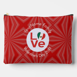 Mexikanische Rote LOVE-Flagge Personalisiert Zubehörtasche