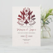 Mexikanische Rote Moderne Minimalistische Hochzeit Einladung (Stehend Vorderseite)