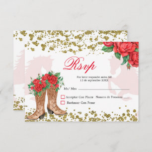 Mexikanische Rote Rosen Mis Quince RSVP Card