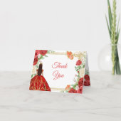 Mexikanische Rote Rosen Prinzessin Quinceanera gek Dankeskarte (Vorderseite)