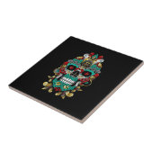 mexikanische Schädelkunst in Huichol-Stimmung Fliese (Seite)