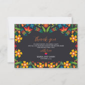 Mexikanische Schwarz-Flora-farbene Botanische Hoch Dankeskarte (Vorderseite)