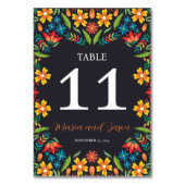 Mexikanische Schwarz-Flora-farbene Botanische Hoch Tischnummer (Vorderseite)