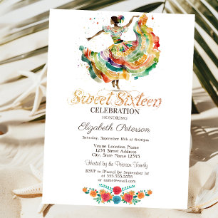 Mexikanische Señorita Fiesta Blumen Schwarz Sweet Einladung