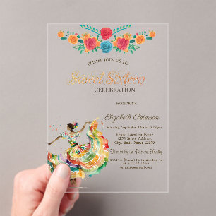 Mexikanische Senorita Fiesta Blumen Sweet 16 Acryleinladungen