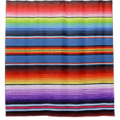 Mexikanische Serape Blanket Farbenfrohe Streifen L Duschvorhang (Vorderseite)