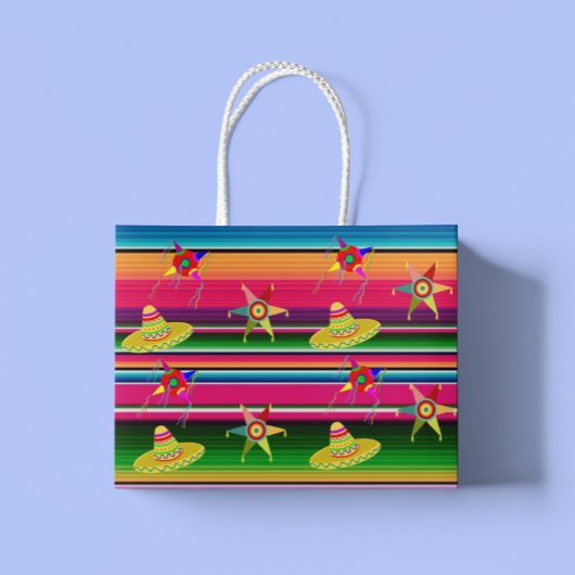 Mexikanische Serape Blanket Streifen Mexiko Weihna Große Geschenktüte