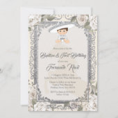 Mexikanische Silber Fiesta Boy Taufe und Geburtsta Einladung (Vorderseite)