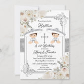 Mexikanische Silberkarroboter-Taufe und Geburtstag Einladung (Vorderseite)