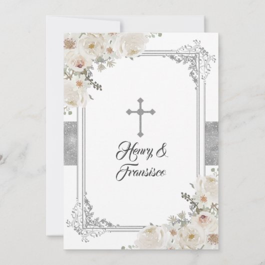 Mexikanische Silberkarroboter-Taufe und Geburtstag Einladung (Rückseite)