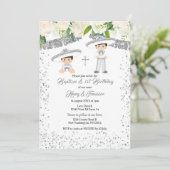 Mexikanische Silberkarroboter-Taufe und Geburtstag Einladung (Stehend Vorderseite)